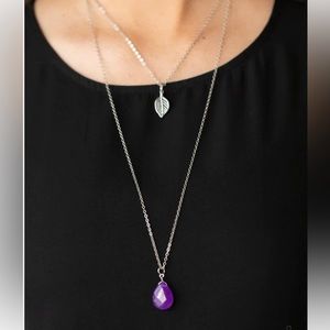 New 💜 Purple Silver and Leaf Double Chain Necklace